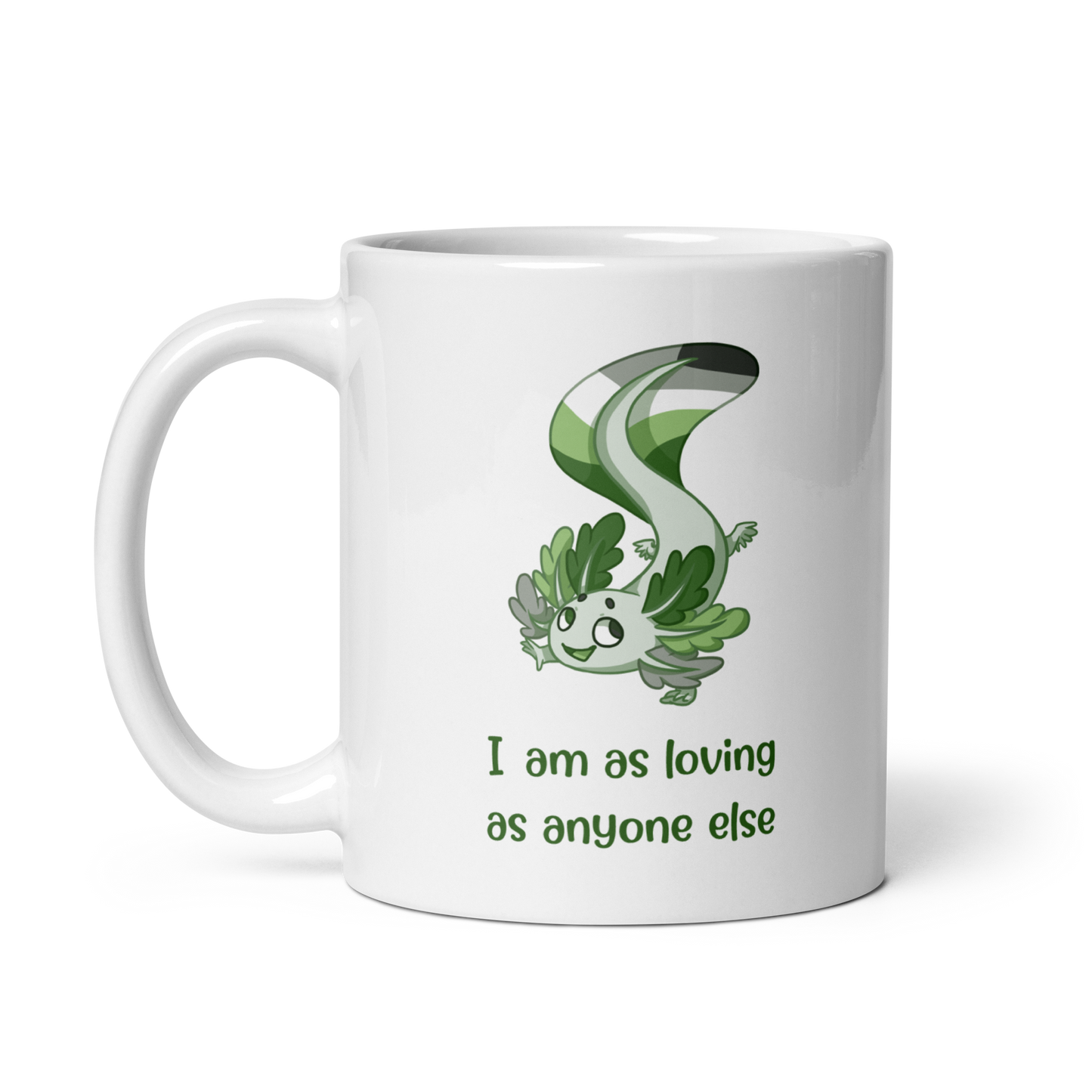"I Am Fine Just The Way I Am" Aromantic Pride White Glossy Mug