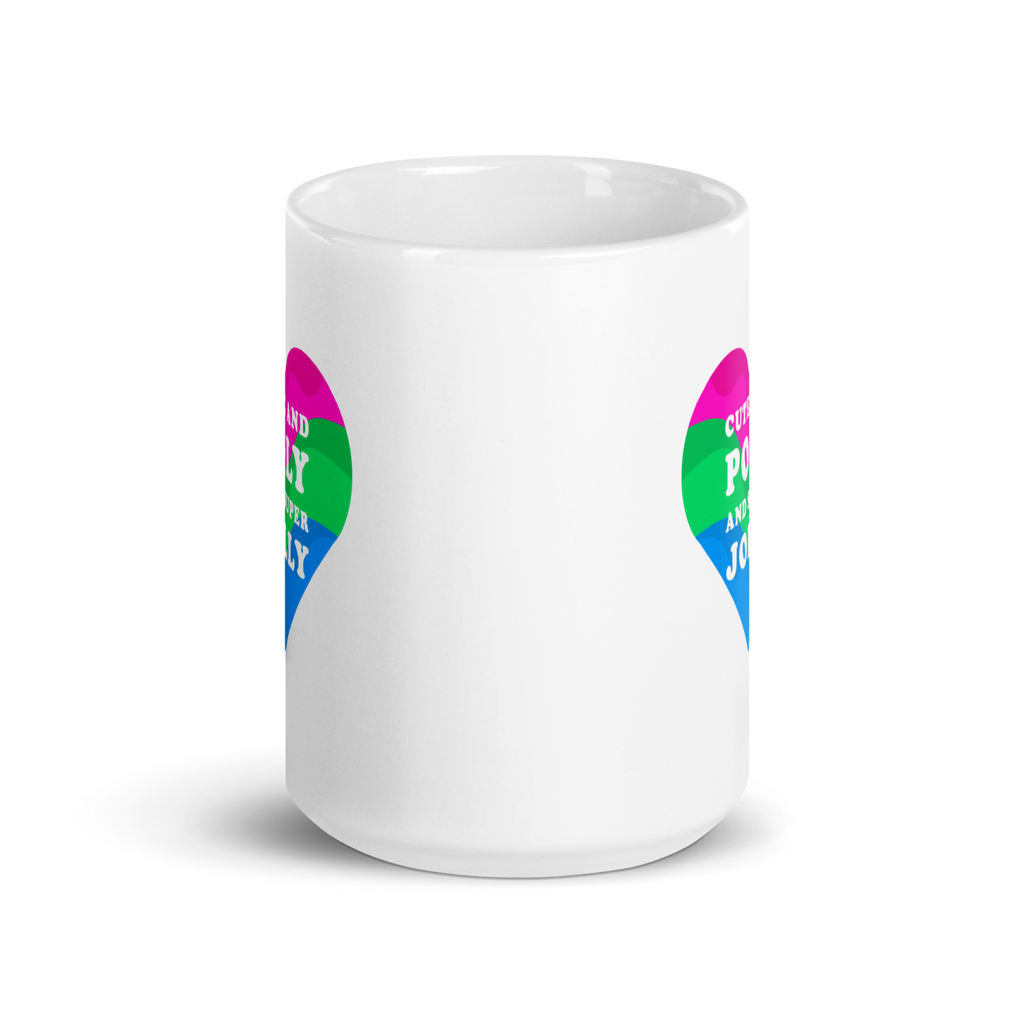 "Cute and Poly and Super Jolly" Polysexual Pride White Glossy Mug
