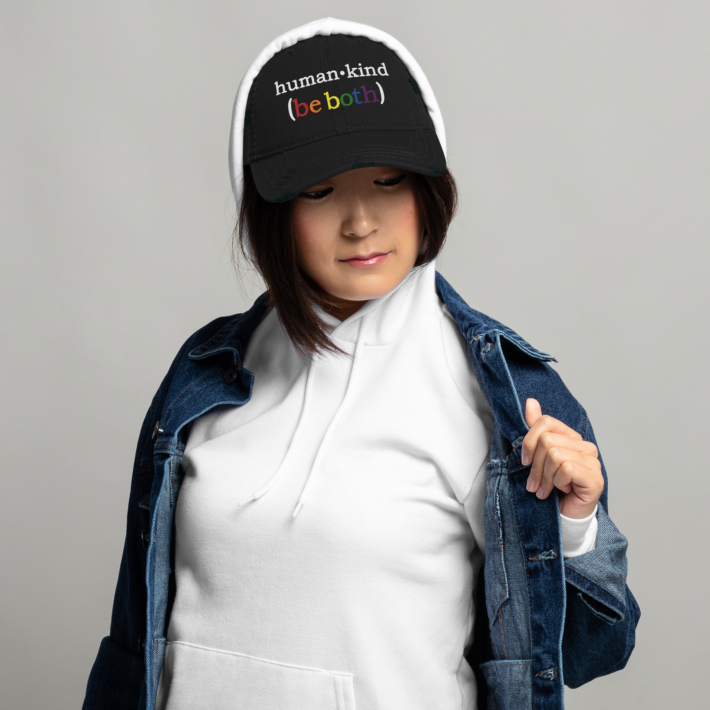 'Human-Kind (Be Both)'  Low-Profile Distressed Hat