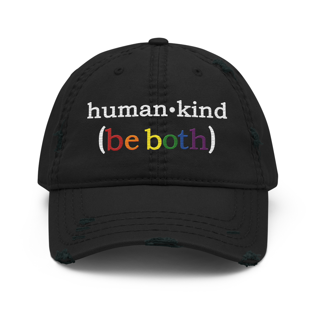 'Human-Kind (Be Both)' Distressed Low-Profile Hat