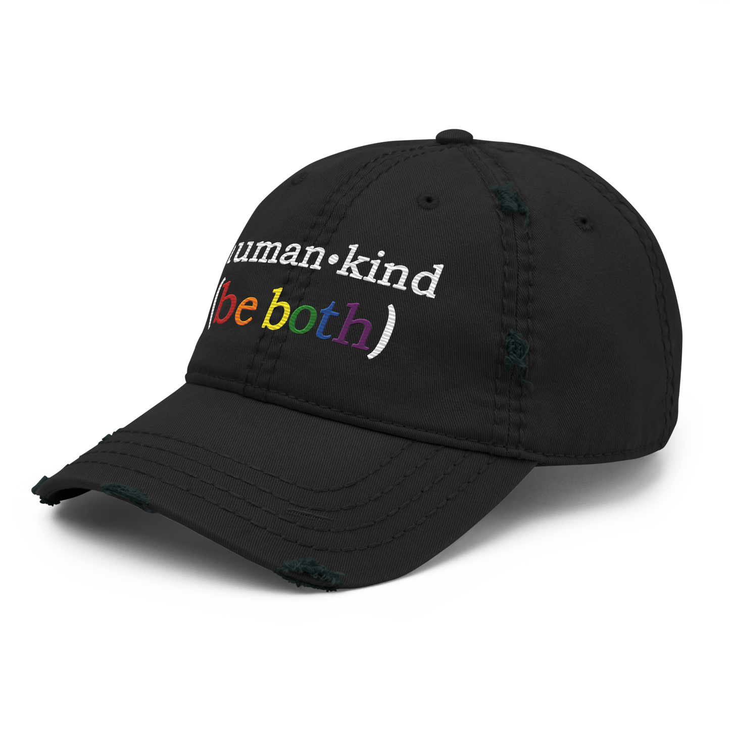 'Human-Kind (Be Both)'  Low-Profile Distressed Hat