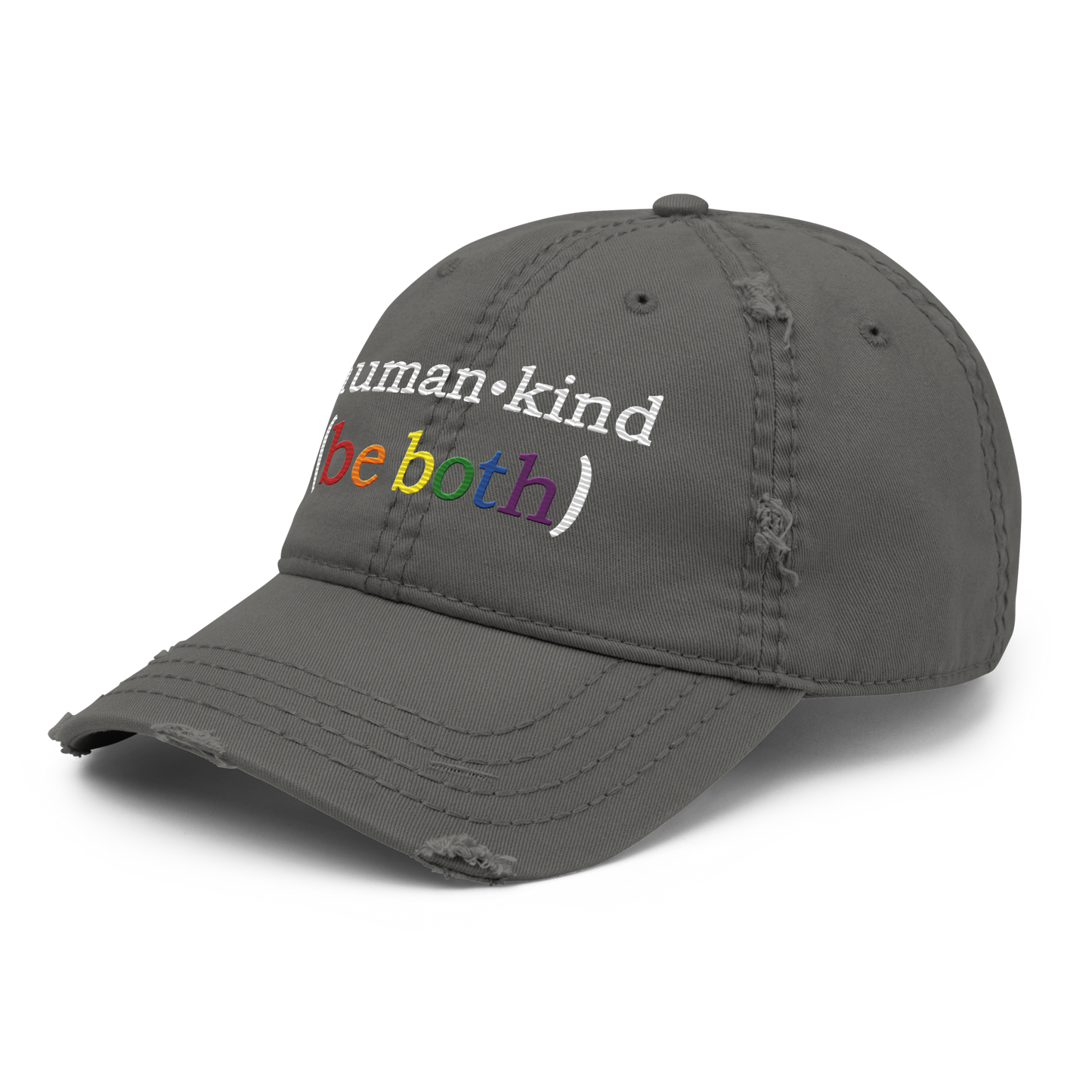 'Human-Kind (Be Both)'  Low-Profile Distressed Hat