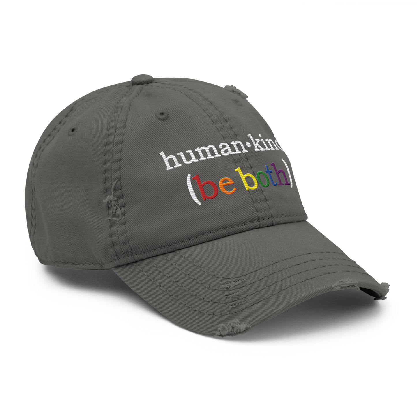 'Human-Kind (Be Both)'  Low-Profile Distressed Hat