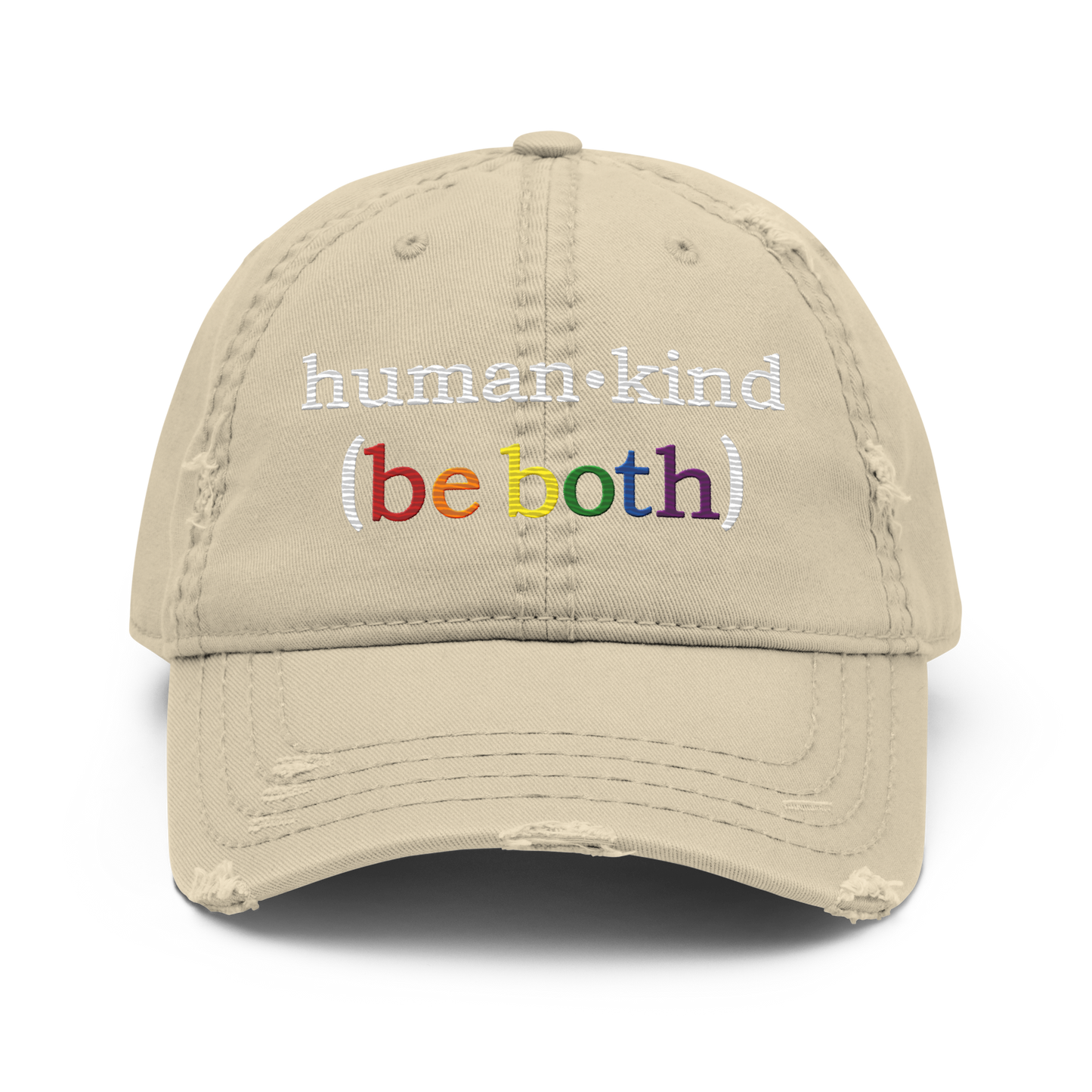 'Human-Kind (Be Both)'  Low-Profile Distressed Hat