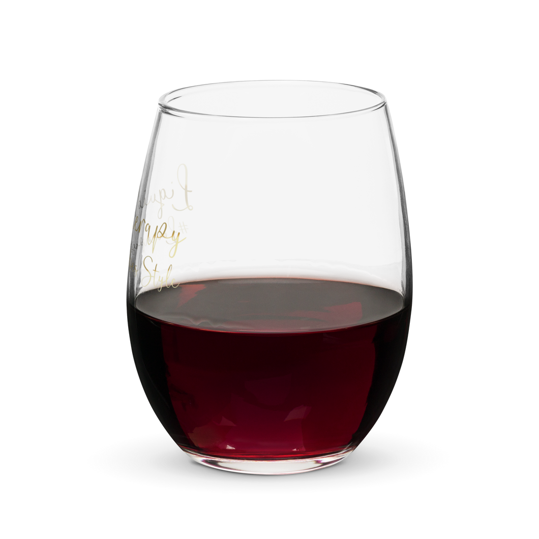 'Liquid Therapy #Lovenpositivevibes Style' Stemless Wine Glass