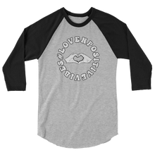 Load image into Gallery viewer, #Lovenpositivevibes 3/4 Sleeve Raglan Shirt (White Logo)
