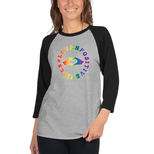 Load image into Gallery viewer, #Lovenpositivevibes 3/4 Sleeve Raglan Shirt (Rainbow Logo)
