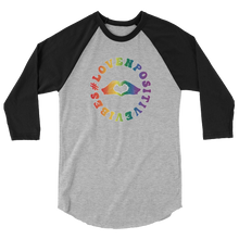 Load image into Gallery viewer, #Lovenpositivevibes 3/4 Sleeve Raglan Shirt (Rainbow Logo)
