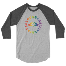 Load image into Gallery viewer, #Lovenpositivevibes 3/4 Sleeve Raglan Shirt (Rainbow Logo)
