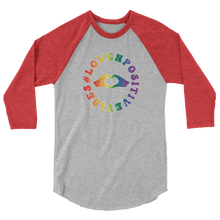 Load image into Gallery viewer, #Lovenpositivevibes 3/4 Sleeve Raglan Shirt (Rainbow Logo)
