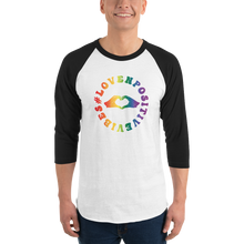 Load image into Gallery viewer, #Lovenpositivevibes 3/4 Sleeve Raglan Shirt (Rainbow Logo)
