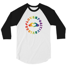 Load image into Gallery viewer, #Lovenpositivevibes 3/4 Sleeve Raglan Shirt (Rainbow Logo)
