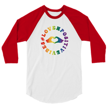 Load image into Gallery viewer, #Lovenpositivevibes 3/4 Sleeve Raglan Shirt (Rainbow Logo)
