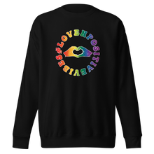 Load image into Gallery viewer, #Lovenpositivevibes Unisex Premium Sweatshirt (Rainbow Logo)
