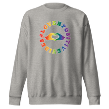 Load image into Gallery viewer, #Lovenpositivevibes Unisex Premium Sweatshirt (Rainbow Logo)
