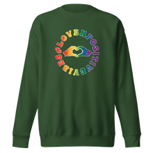 Load image into Gallery viewer, #Lovenpositivevibes Unisex Premium Sweatshirt (Rainbow Logo)
