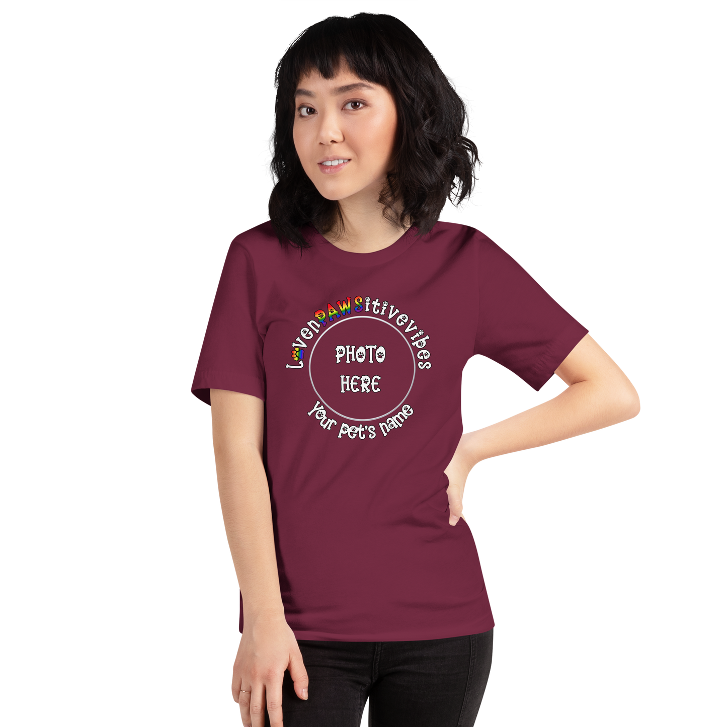 'LovenPAWSitivevibes' Pet Photo Unisex T-Shirt