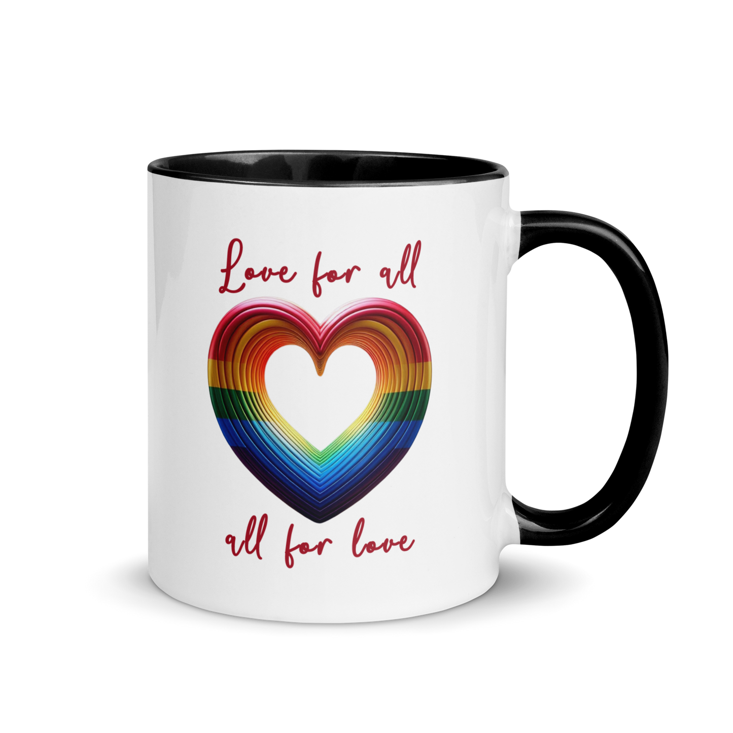 'Love For All' Mug with Color Inside