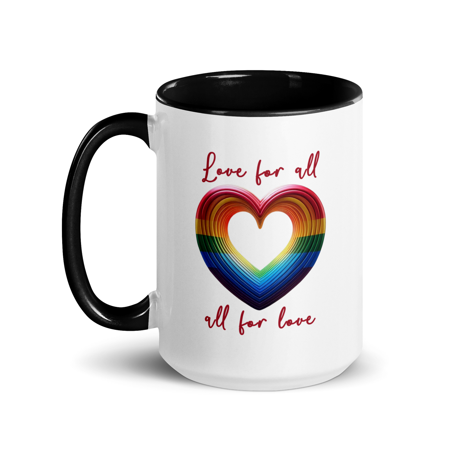 'Love For All' Mug with Color Inside