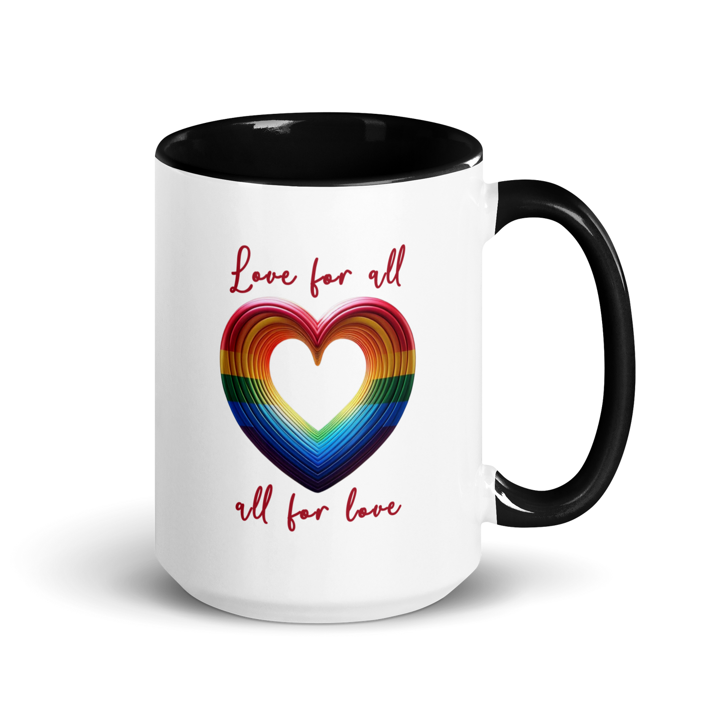 'Love For All' Mug with Color Inside