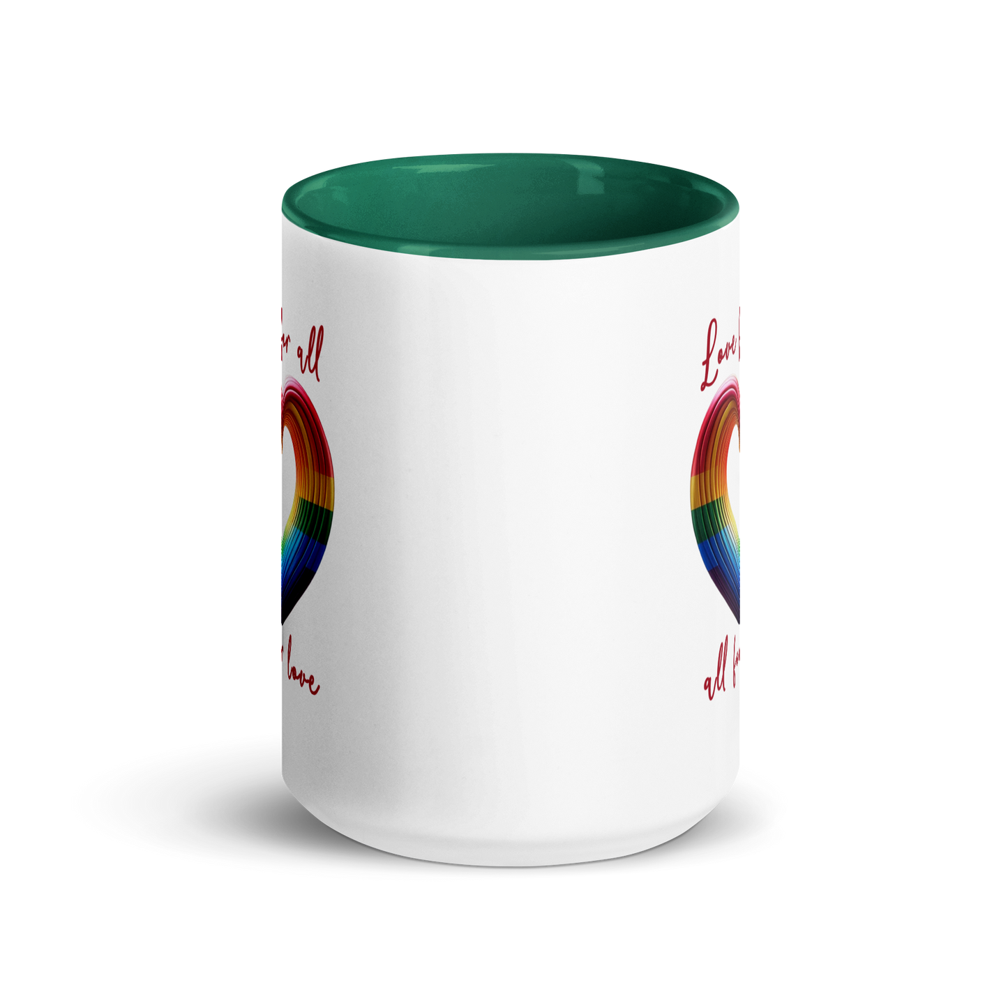 'Love For All' Mug with Color Inside