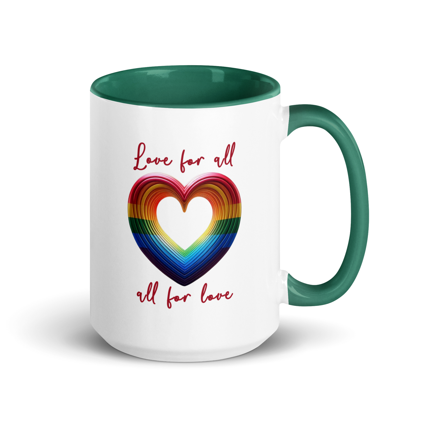 'Love For All' Mug with Color Inside