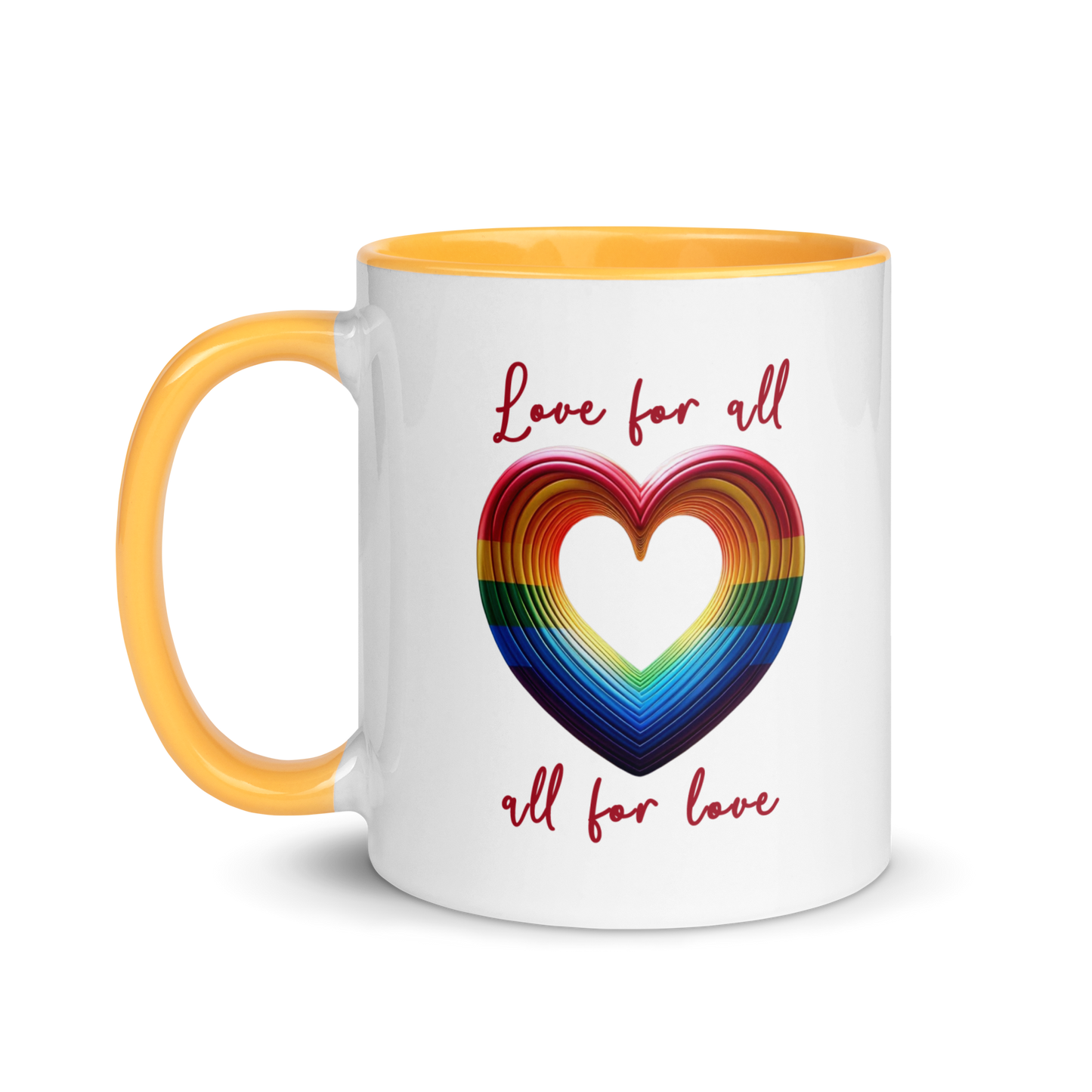 'Love For All' Mug with Color Inside