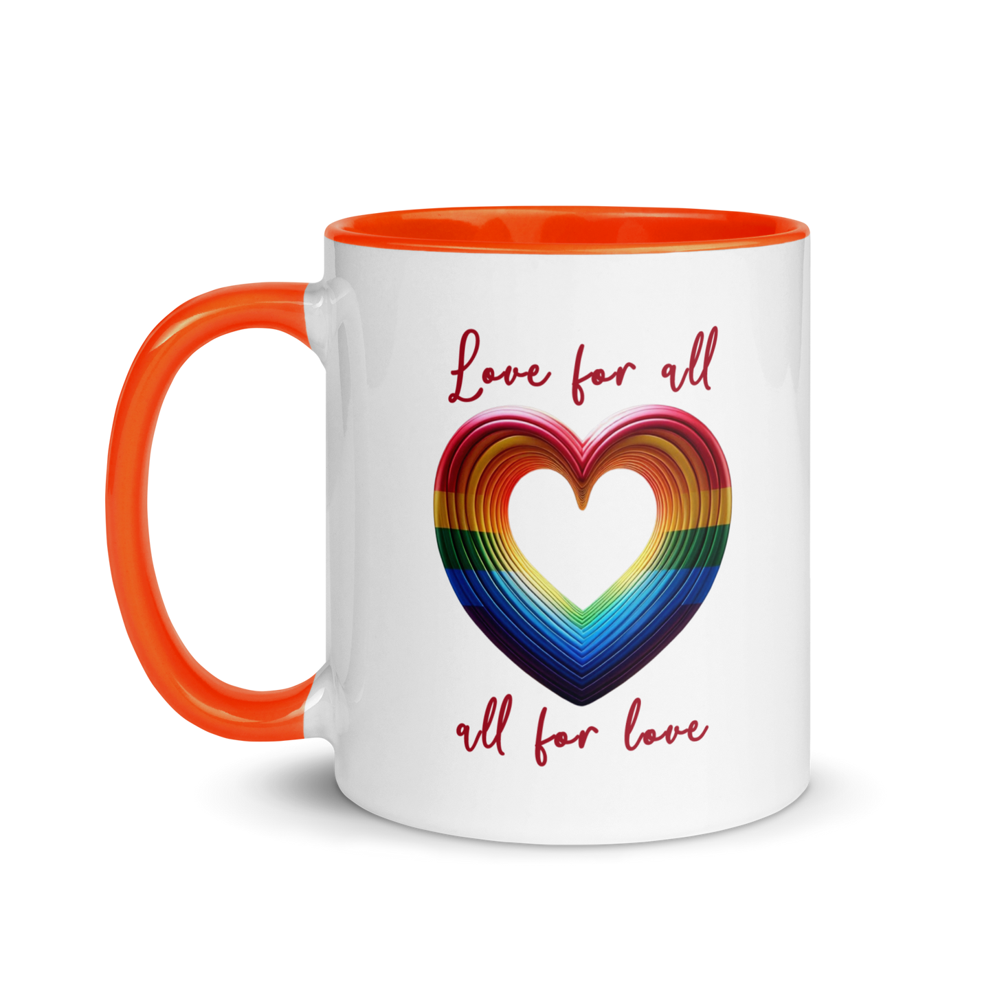 'Love For All' Mug with Color Inside