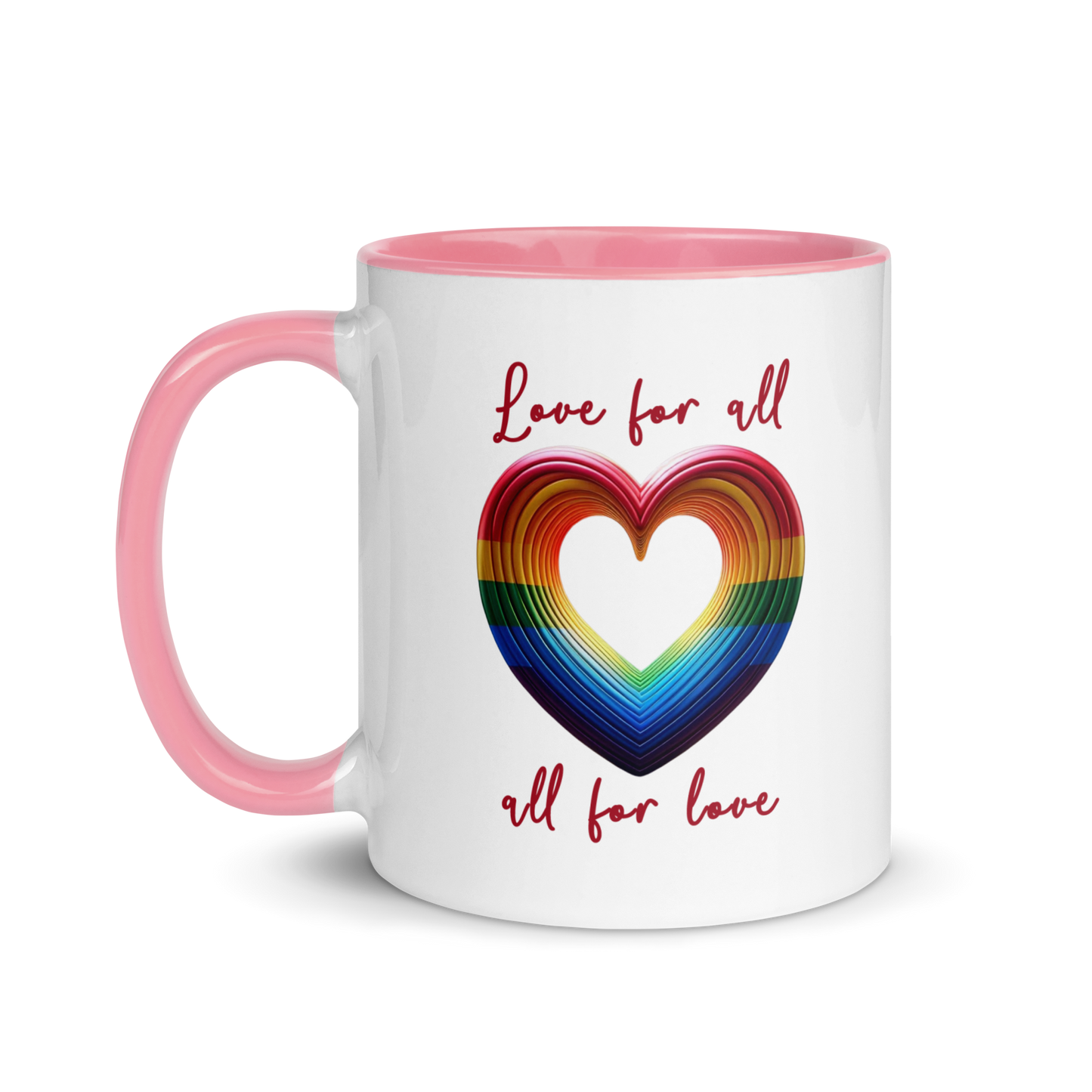 'Love For All' Mug with Color Inside