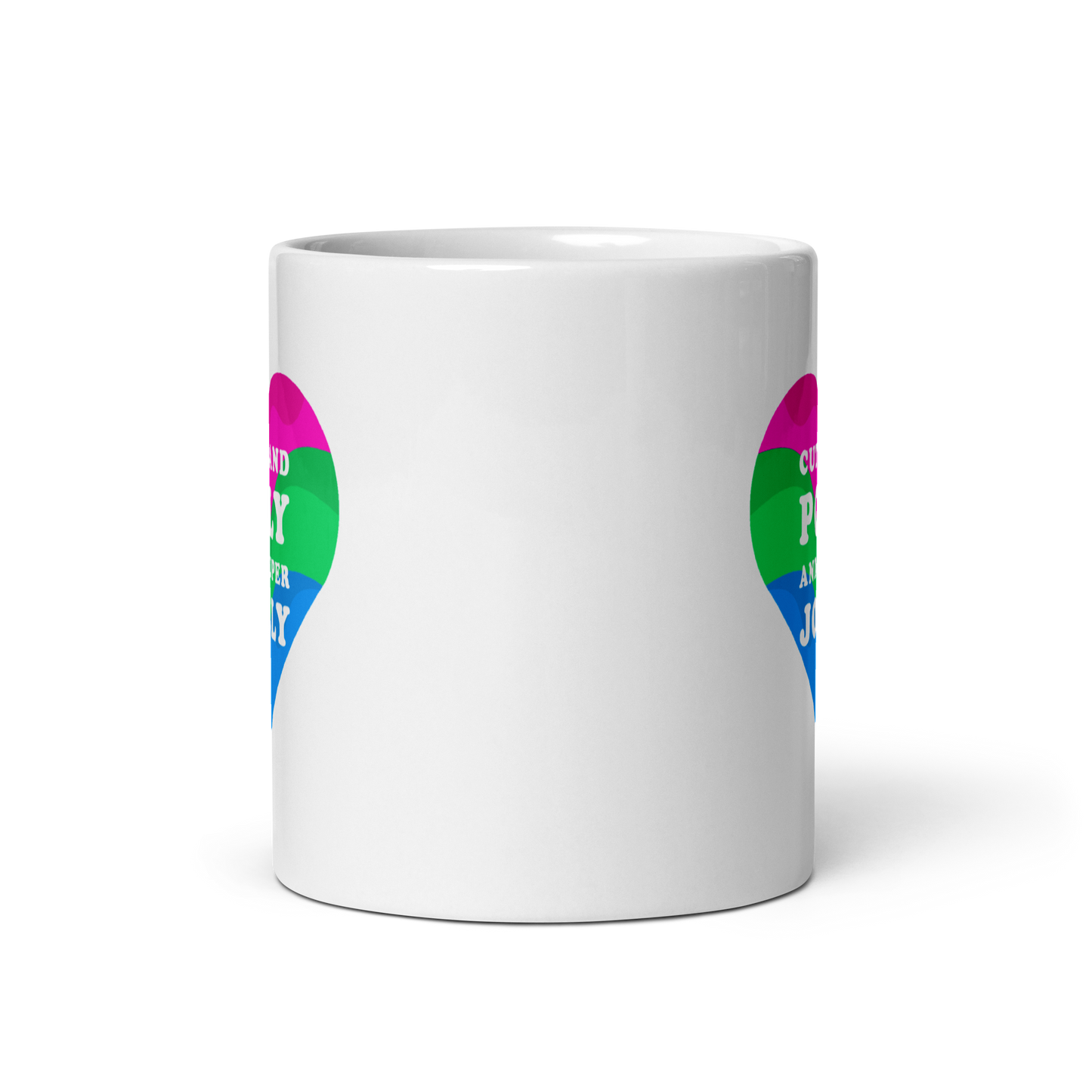 "Cute and Poly and Super Jolly" Polysexual Pride White Glossy Mug