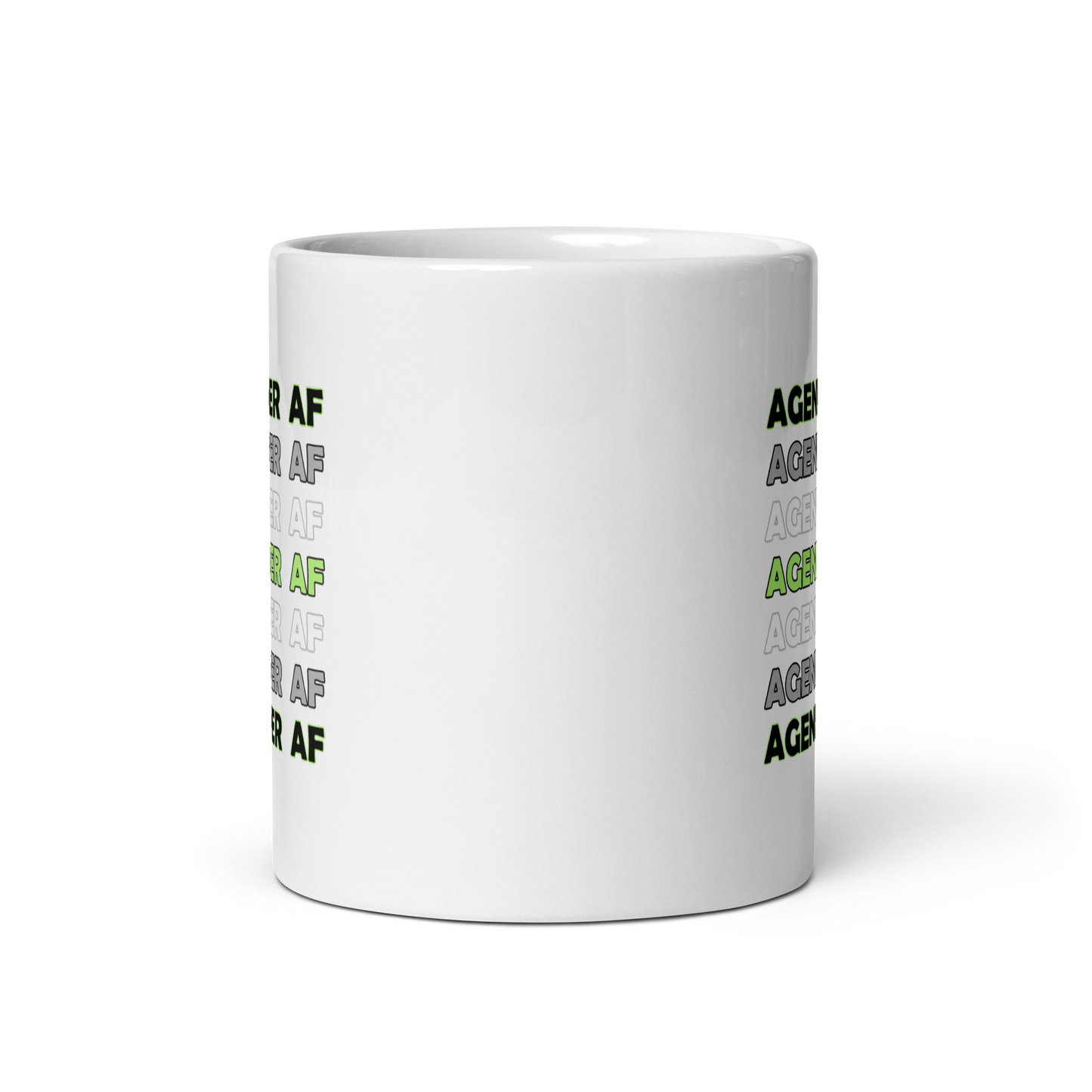 "Agender AF" Agender/Gender Neutral Pride White Glossy Mug