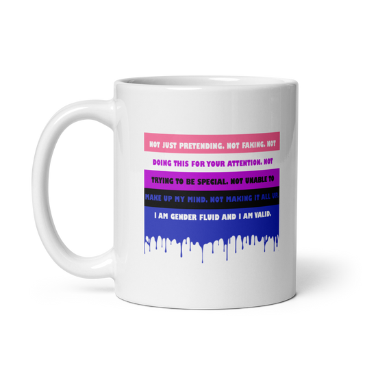 "I Am Valid" Gender Fluid Pride White Glossy Mug