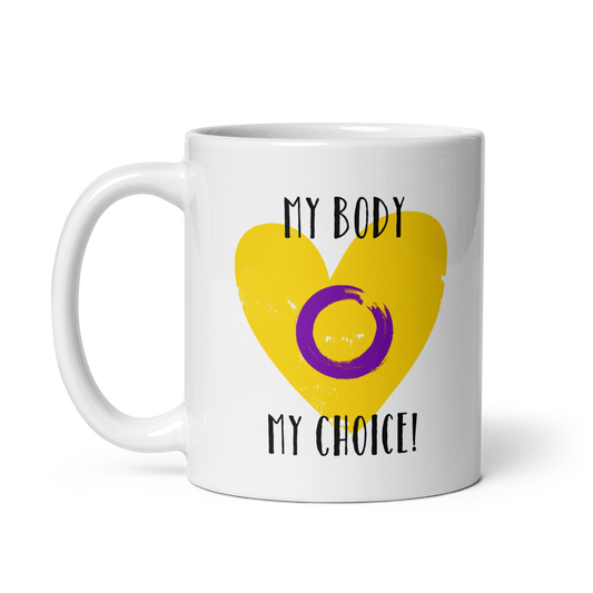 "My Body, My Choice" White Glossy Mug