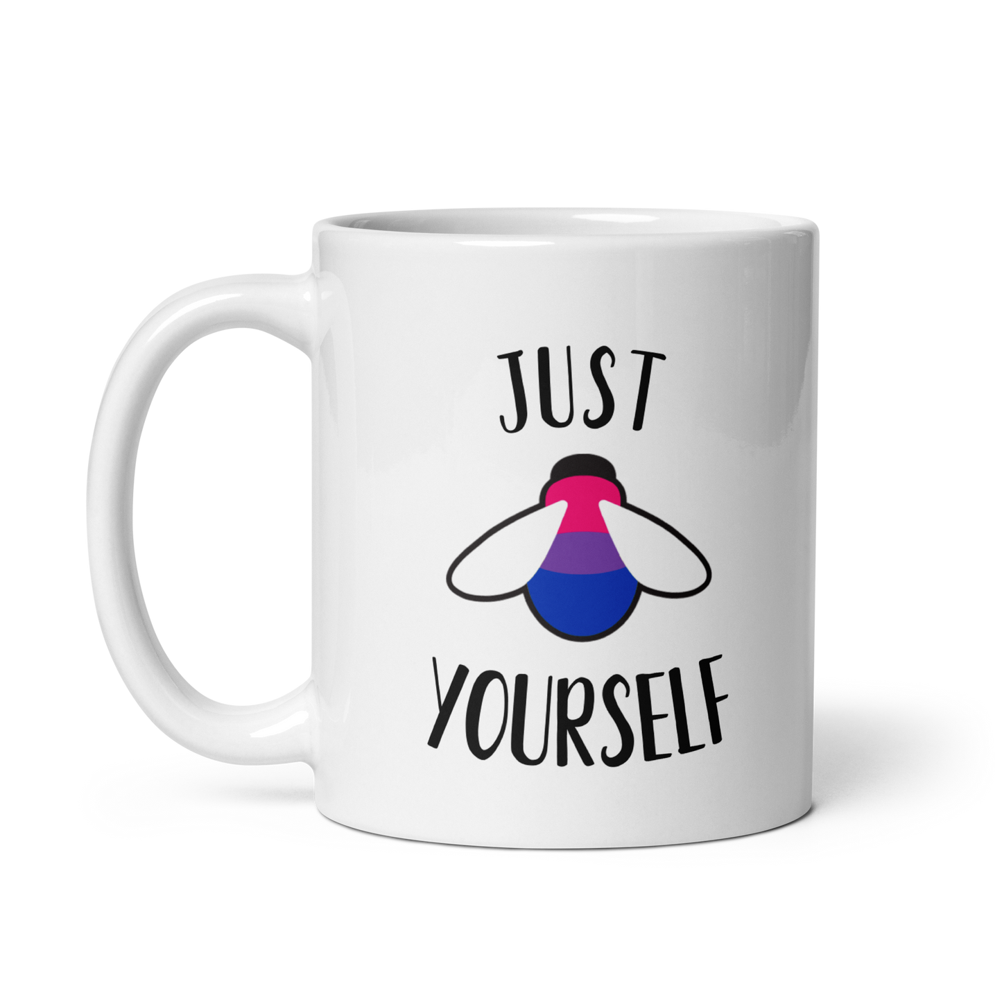 "Just Bee Yourself" Bisexual Pride White Glossy Mug