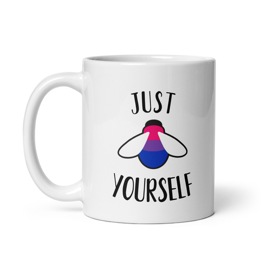 "Just Bee Yourself" Bisexual Pride White Glossy Mug