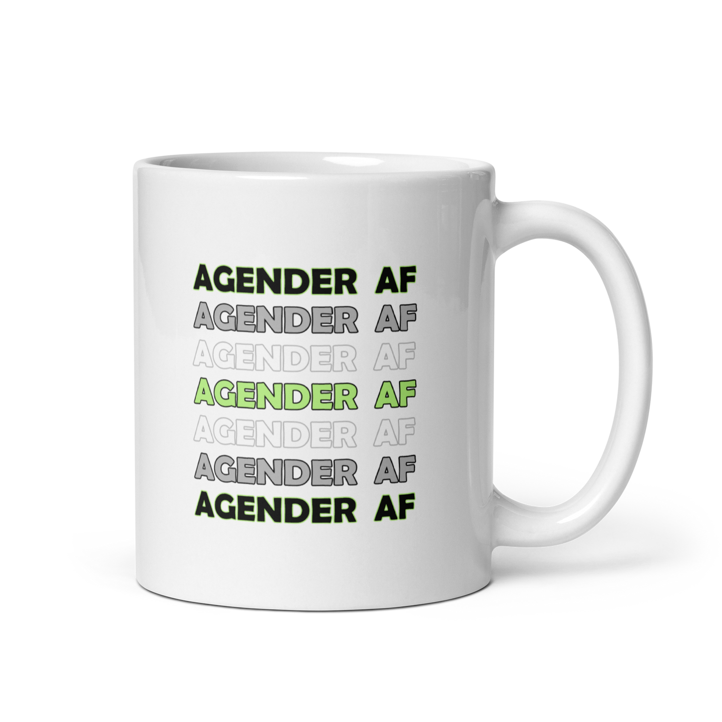 "Agender AF" Agender/Gender Neutral Pride White Glossy Mug