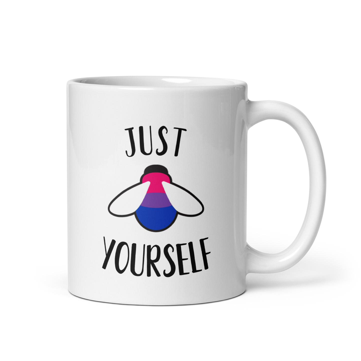 "Just Bee Yourself" Bisexual Pride White Glossy Mug