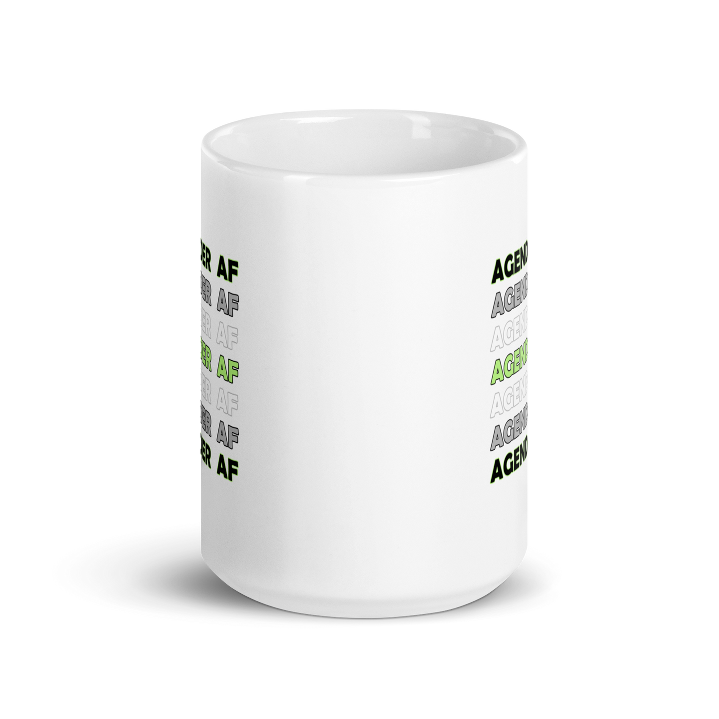 "Agender AF" Agender/Gender Neutral Pride White Glossy Mug