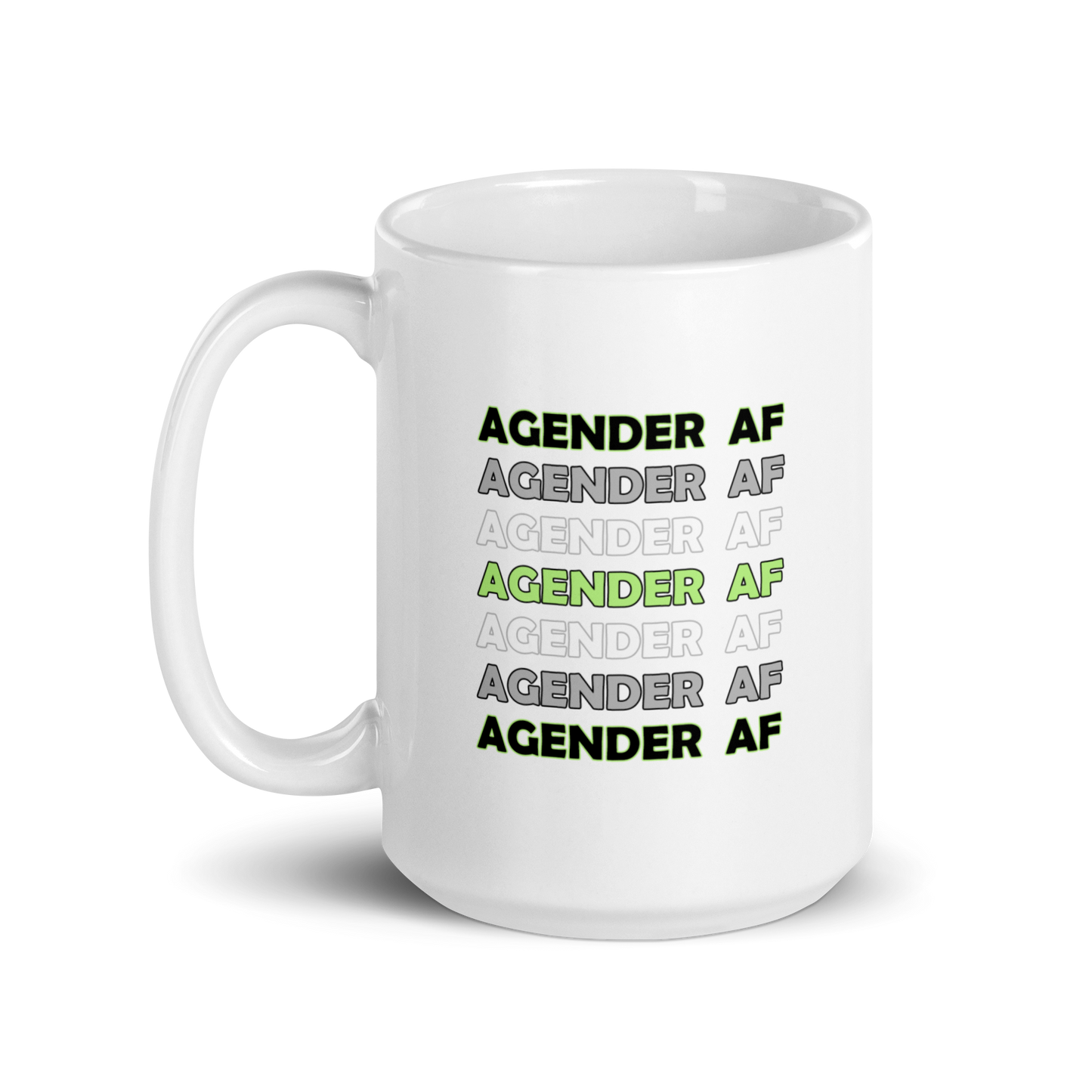 "Agender AF" Agender/Gender Neutral Pride White Glossy Mug