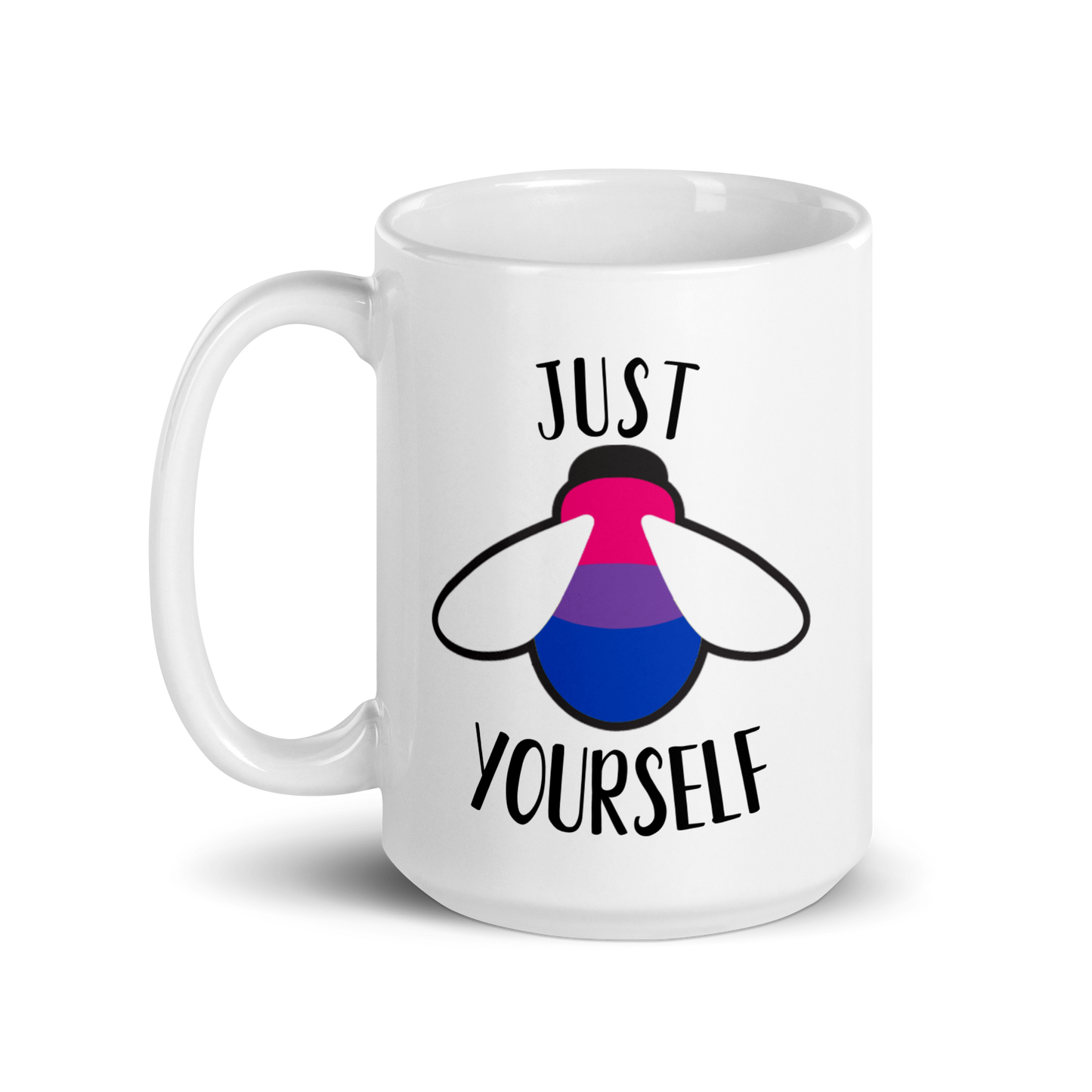 "Just Bee Yourself" Bisexual Pride White Glossy Mug