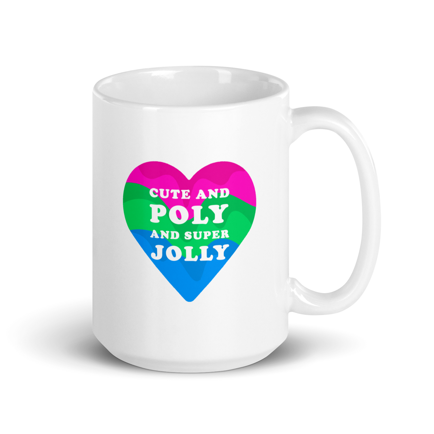 "Cute and Poly and Super Jolly" Polysexual Pride White Glossy Mug