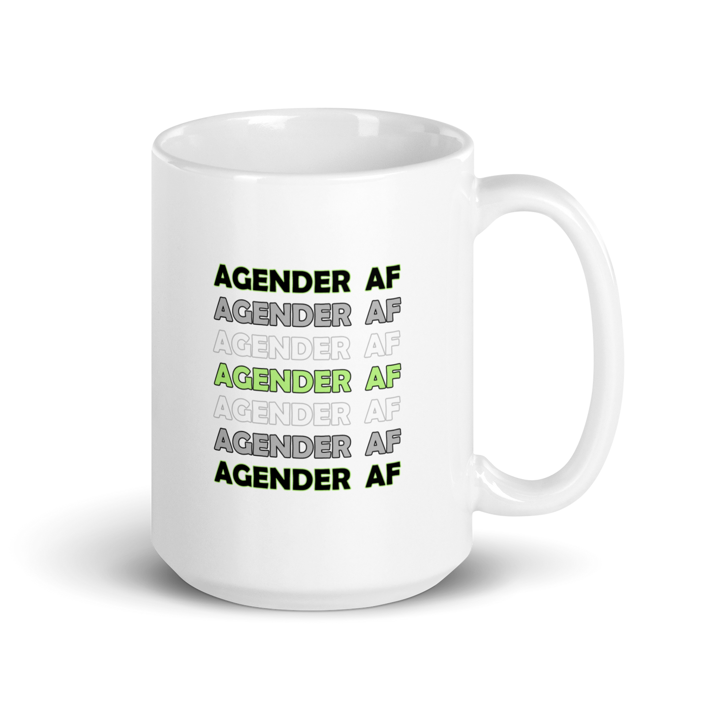 "Agender AF" Agender/Gender Neutral Pride White Glossy Mug