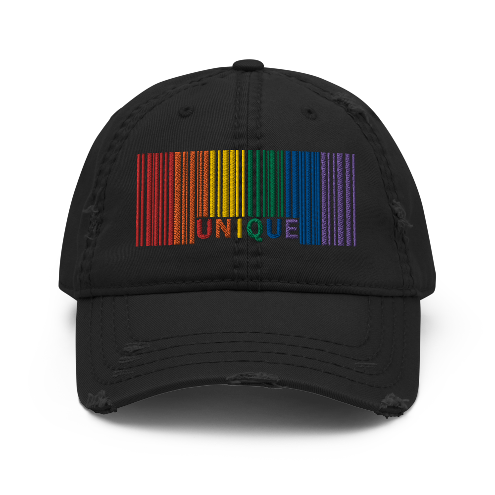 'Unique' Barcode Distressed Low-Profile Hat