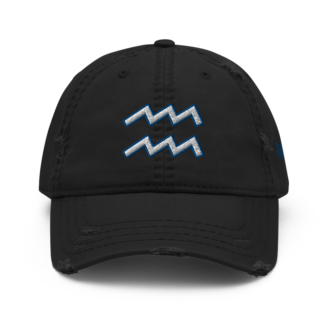 'Aquarius Sign' Distressed Hat