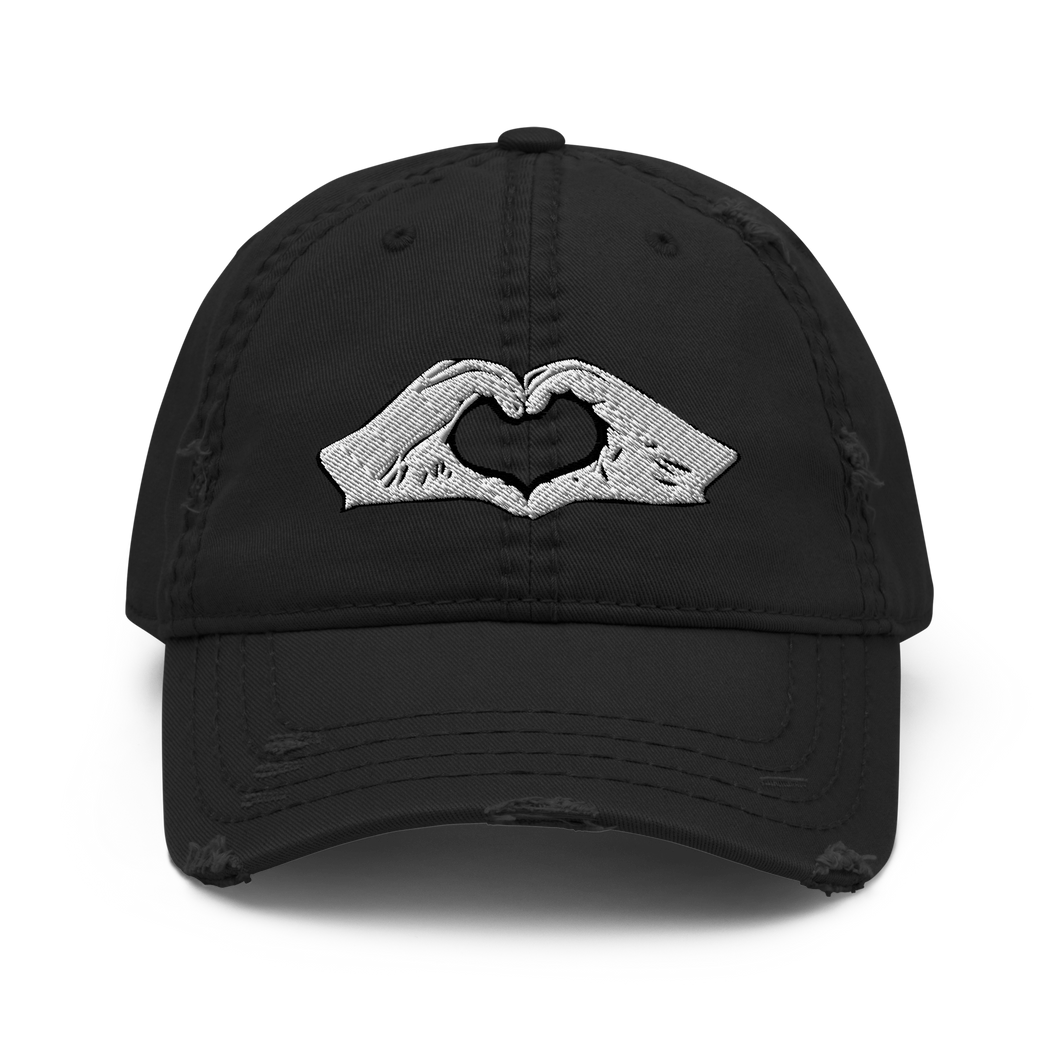 #Lovenpositivevibes 'Heart Hands' Distressed Hat