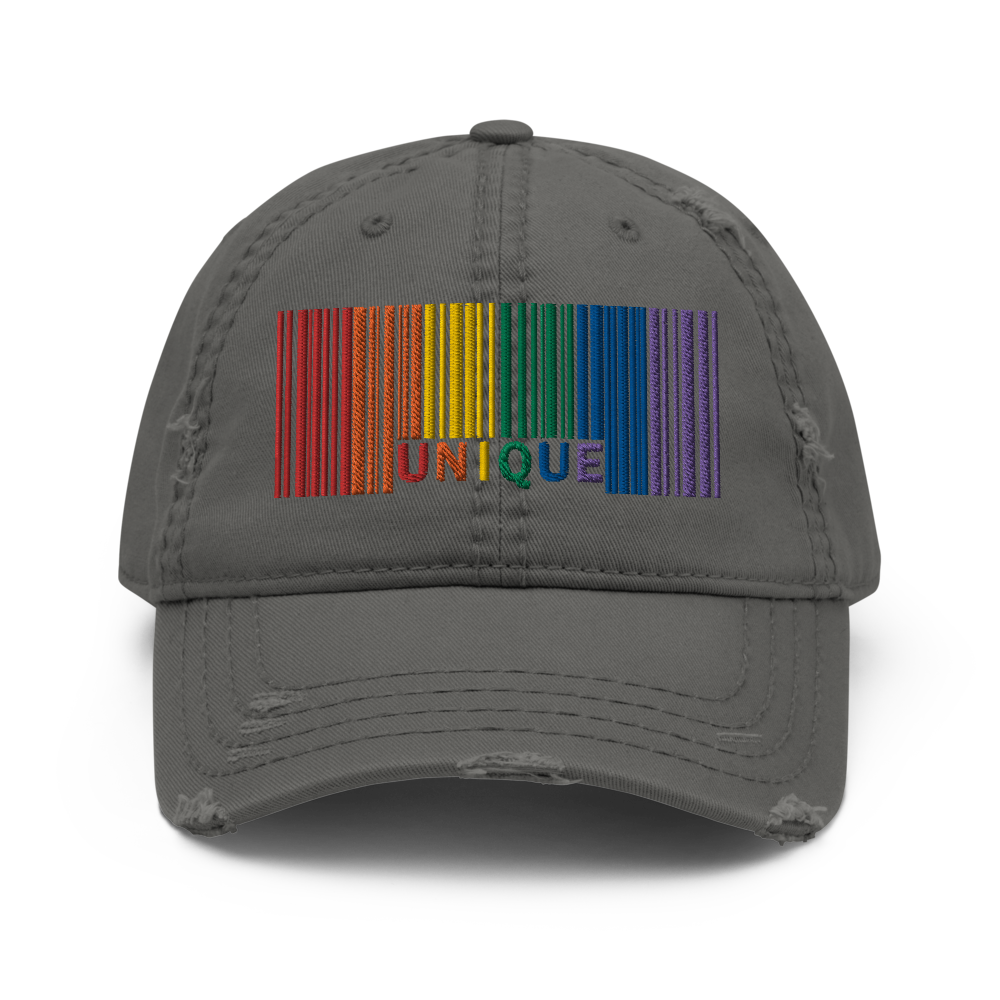 'Unique' Barcode Distressed Low-Profile Hat