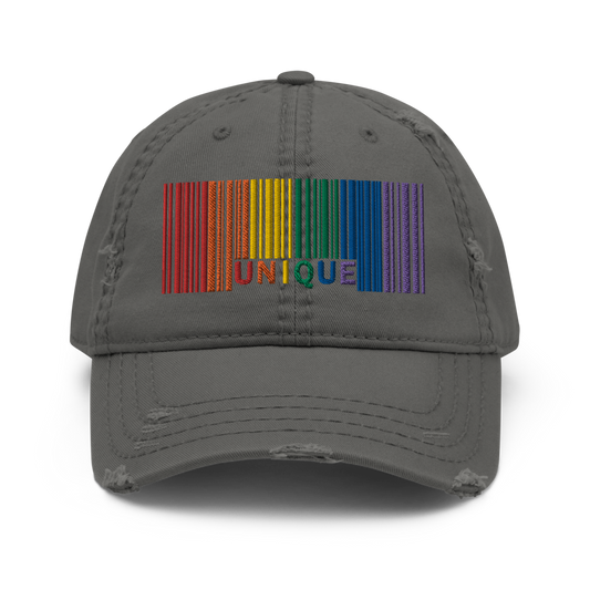 'Unique' Barcode Distressed Low-Profile Hat