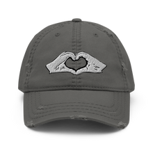 Load image into Gallery viewer, #Lovenpositivevibes &#39;Heart Hands&#39; Distressed Hat
