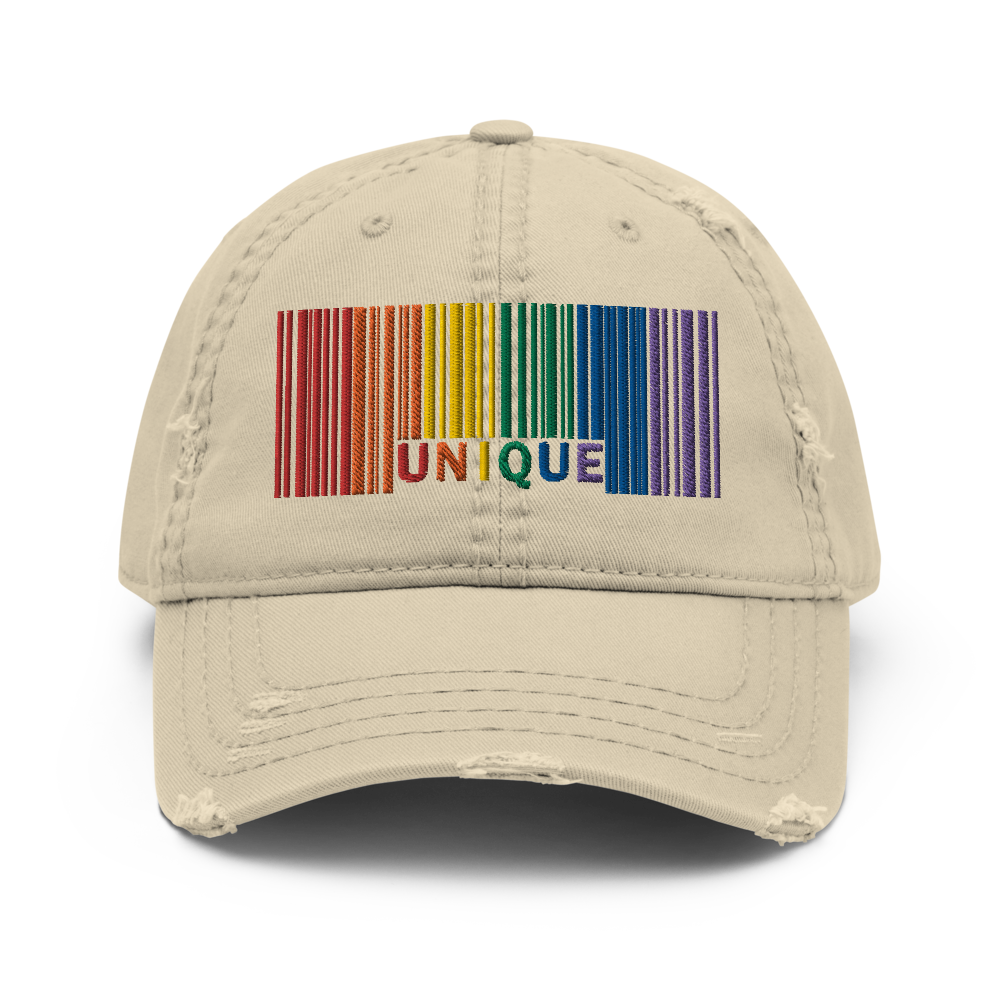 'Unique' Barcode Distressed Low-Profile Hat