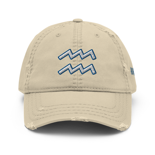 'Aquarius Sign' Distressed Hat
